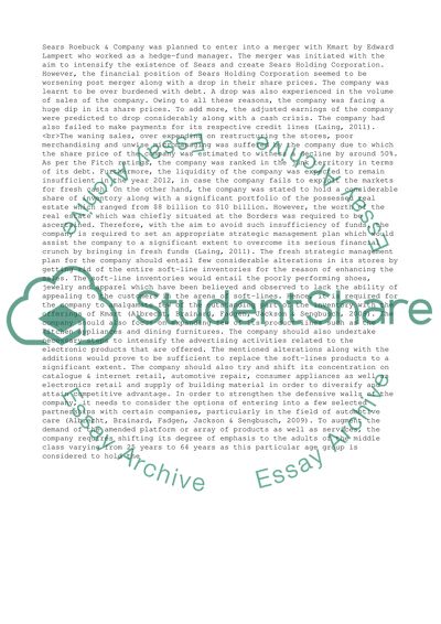 Strategic Management Plan for Sears Holding Company