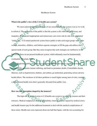 The Public View of the US Health Care System