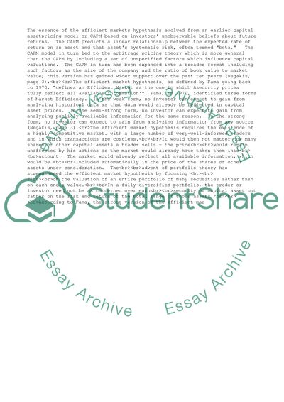 Efficient Markets Hypothesis