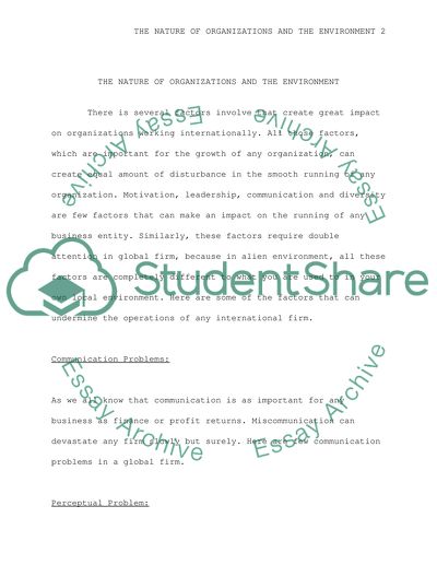 The nature of organizations and the environment