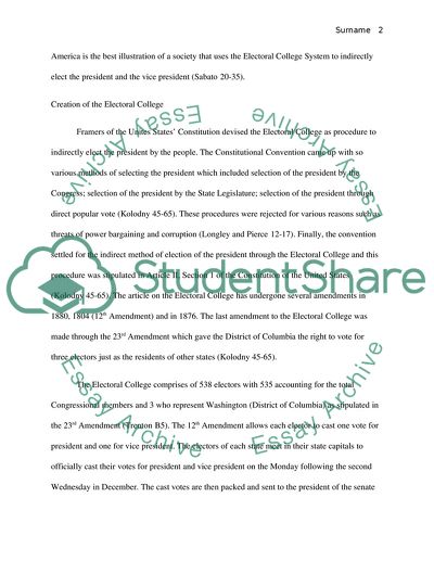 Creation and Effectiveness of Electoral College