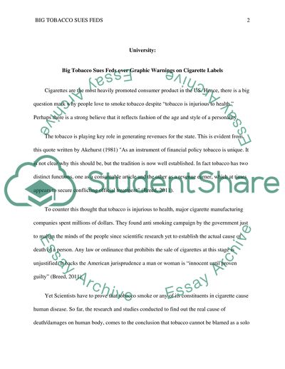 Graphic Warnings on Cigarette Labels