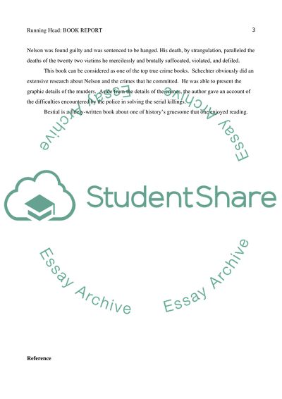 2-page book report on a true crime book of your choice