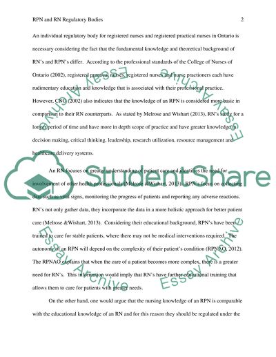Registered nurse and Registered practical nurse should have individual regulatory body