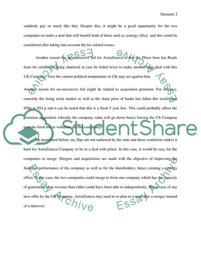 Discuss the Pfizers bid about Pfizers unsuccessful takeover of AstraZeneca