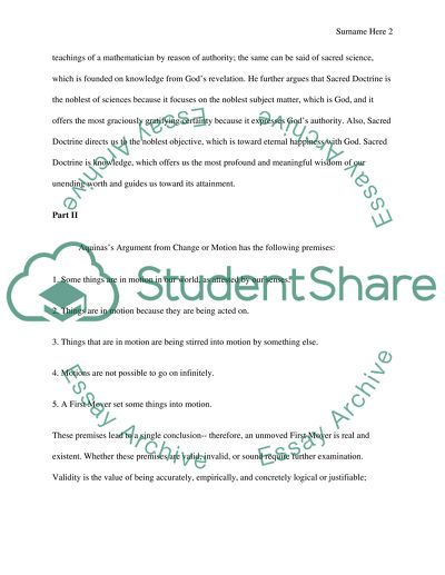 Aquinass Argument from Change or Motion
