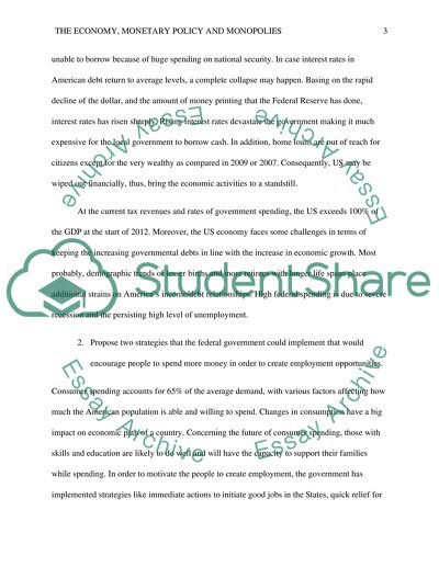 The Economy, Monetary Policy and Monopolies