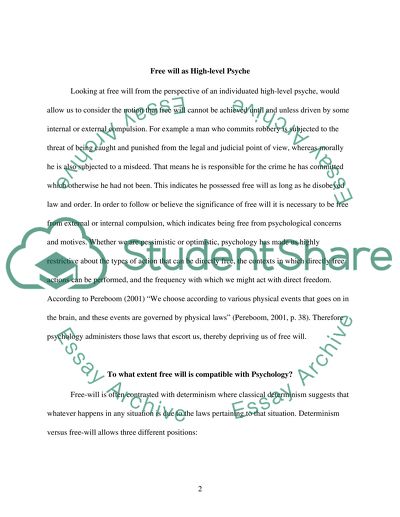 Psychological Issues of Free Will