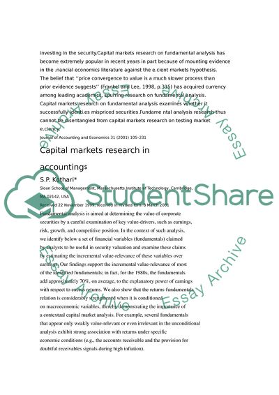 Stock Prices Change And Earnings Changes