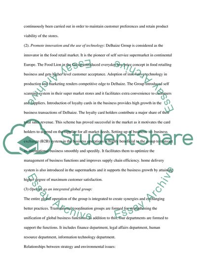 Global Competitive Strategy in the Delhaize Group