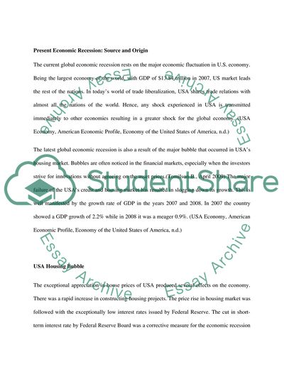 What Caused the Present Economic Recession