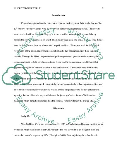 First Woman in Law Enforcement - Alice Stebbins Wells