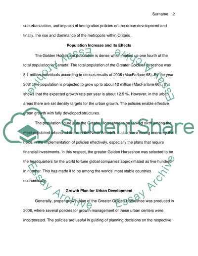 Postwar Urban Development in the Golden Horseshoe