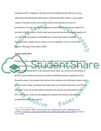 The Need and Primary Obstacles to the Reform of the International Financial Institutions