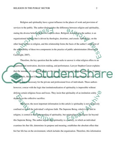 Religion in the public sector