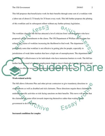 UK Welfare Reform Bill