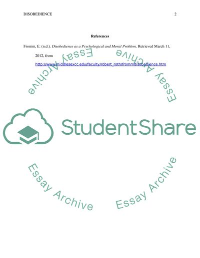 Disobedience as a Psychological and Moral Problem