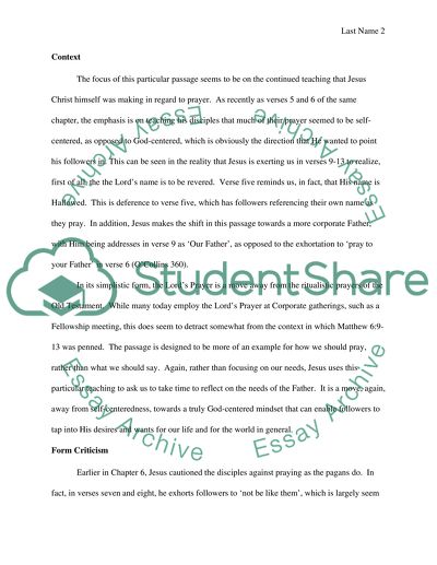 Matthew 6:9-13 - An Exegesis