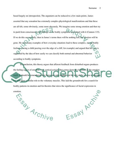 The James-Lange Theory of Emotions