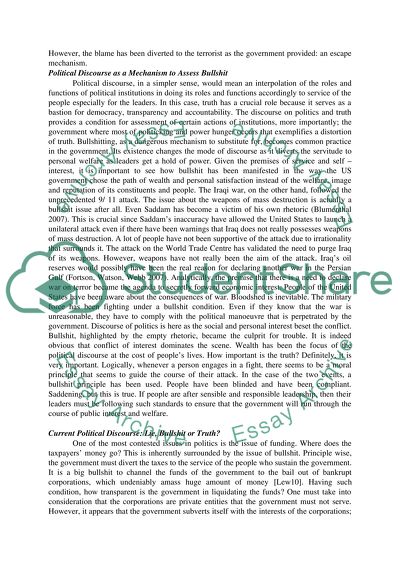 Bullshit as a Politics of Discourse