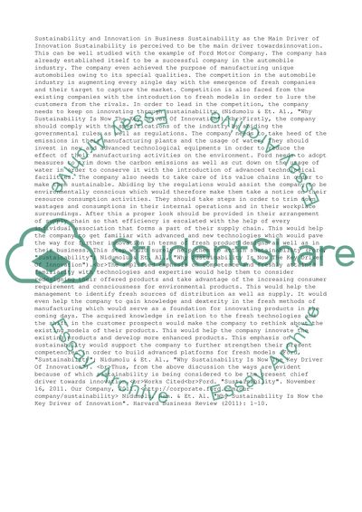 Sustainability and Innovation in Business