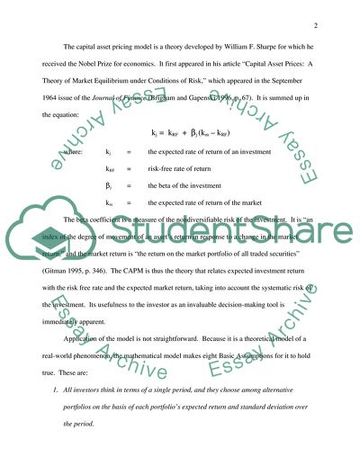 The Capital Asset Pricing Model