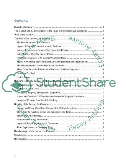 The Internet and the Role it plays in the Lives of Consumers and Businesses