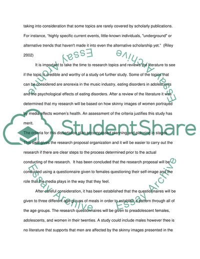 Media Studies Dissertation Plan