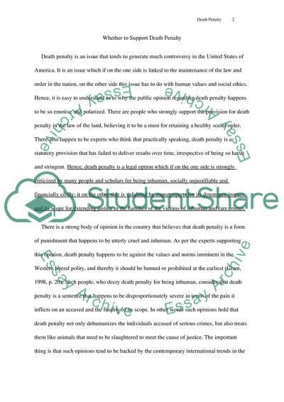 Whether to Support Death Penalty