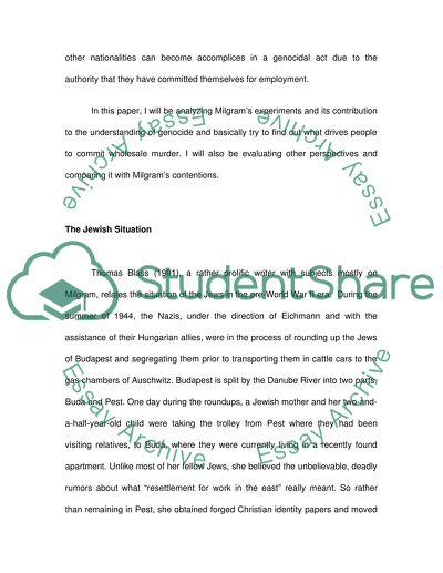 The Stanley Milgram Experiments and the Holocaust