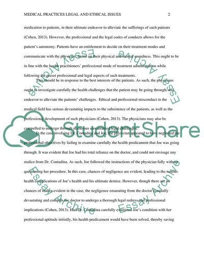 Medical Practices Legal and Ethical Issues