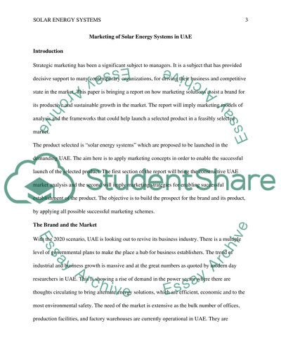 Marketing of Solar Energy Systems in UAE