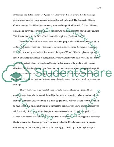 Young Marriage or Older Marriage