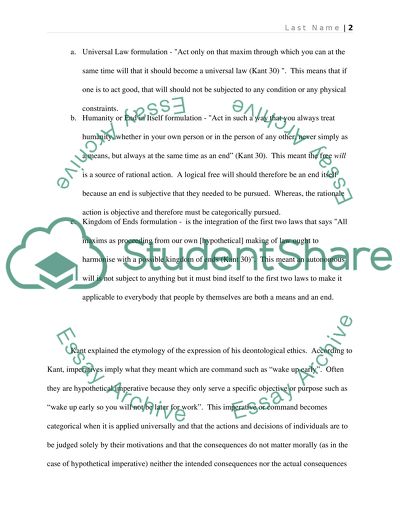 Kants Deontological Ethics in Groundwork for the Metaphysics of Morals