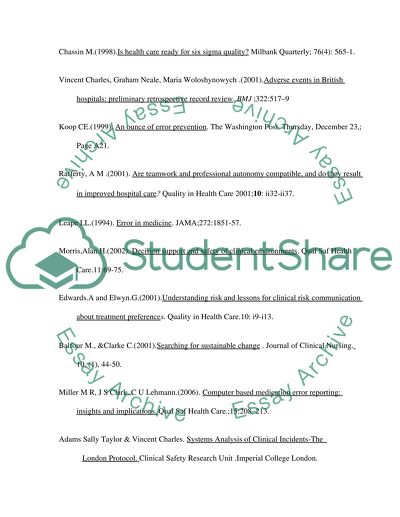 Health team role in minimizing adverse events in the hospital literature review