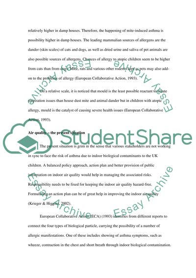 Indoor Biological Contaminants and Development of Asthma in Children in the UK
