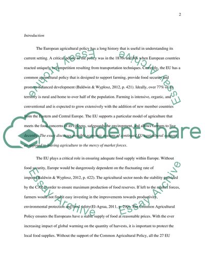 Economic Reasons for Continuing EU Agriculture Support