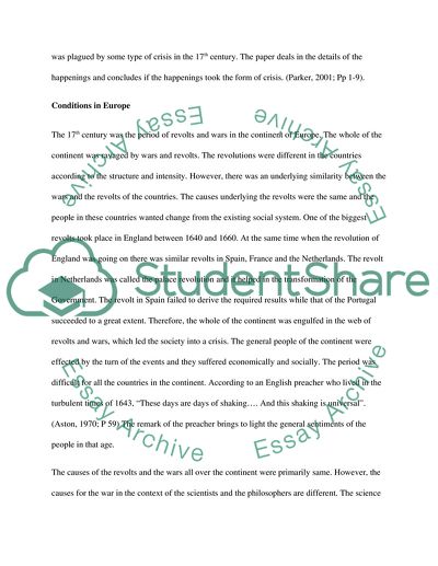 Crisis in the Seventeenth Century