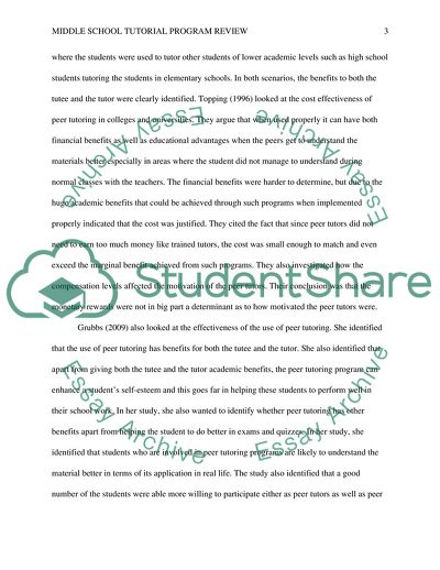 Middle School Tutorial Program Review