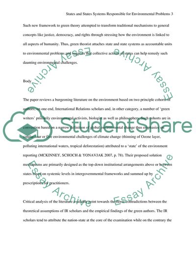 Responsibility For Environmental Problems