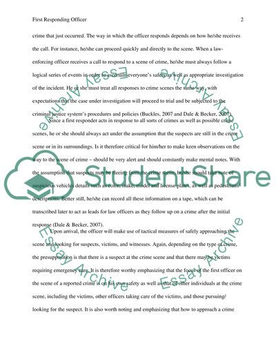 The Responsibilities of the First Officer on the Scene of a Reported Crime