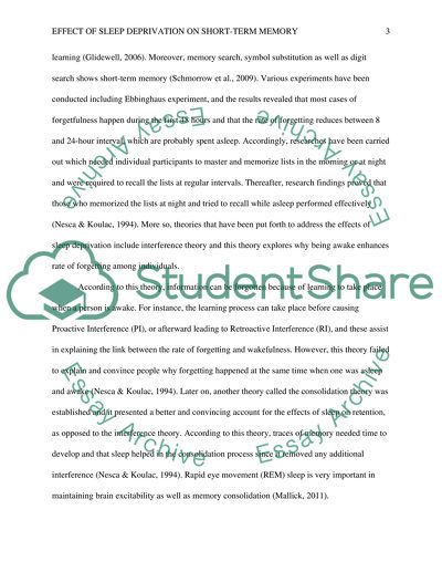 The Effect of Sleep Deprivation on Short-term Memory