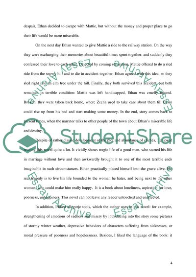 Book Report, Ethan Frome by Edith Wharton