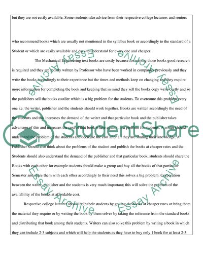 Solution on how Engineering Text Books could be made affordable to Mechanical Engineering students