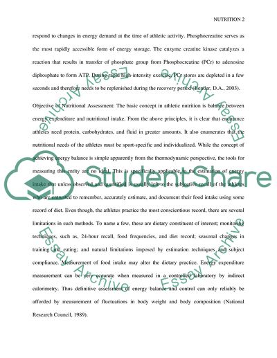 Nutritional Evaluation of a Young Athlete