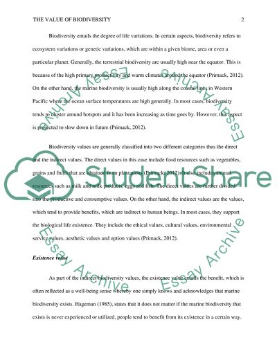 The Value of Biodiversity