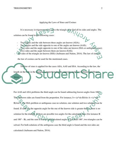Applying the Laws of Sines and Cosines