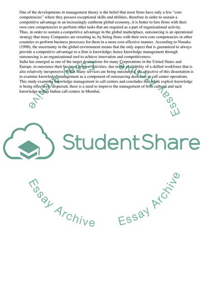 Knowledge Management in Outsourcing