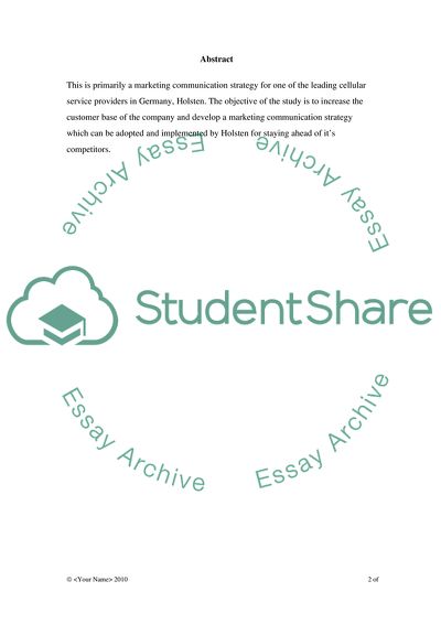 Integrated Marketing Communications Plan for Holsten