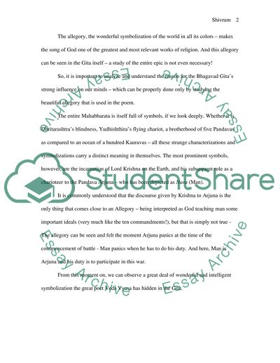 The use of allegory in the Bhagavad Gita by Eknath Easwaran